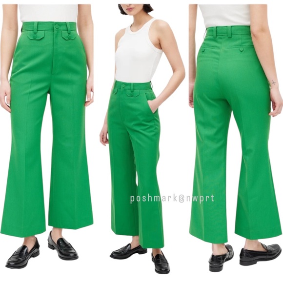 Gucci Pants - GUCCI 🍏 Green Trousers Pants High Waist Rise Cropped Kick Flare 36 0 XS
